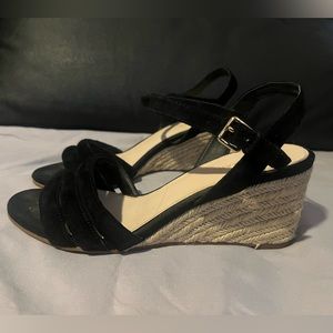 Suede black heeled sandals 6.5 Cole haan
